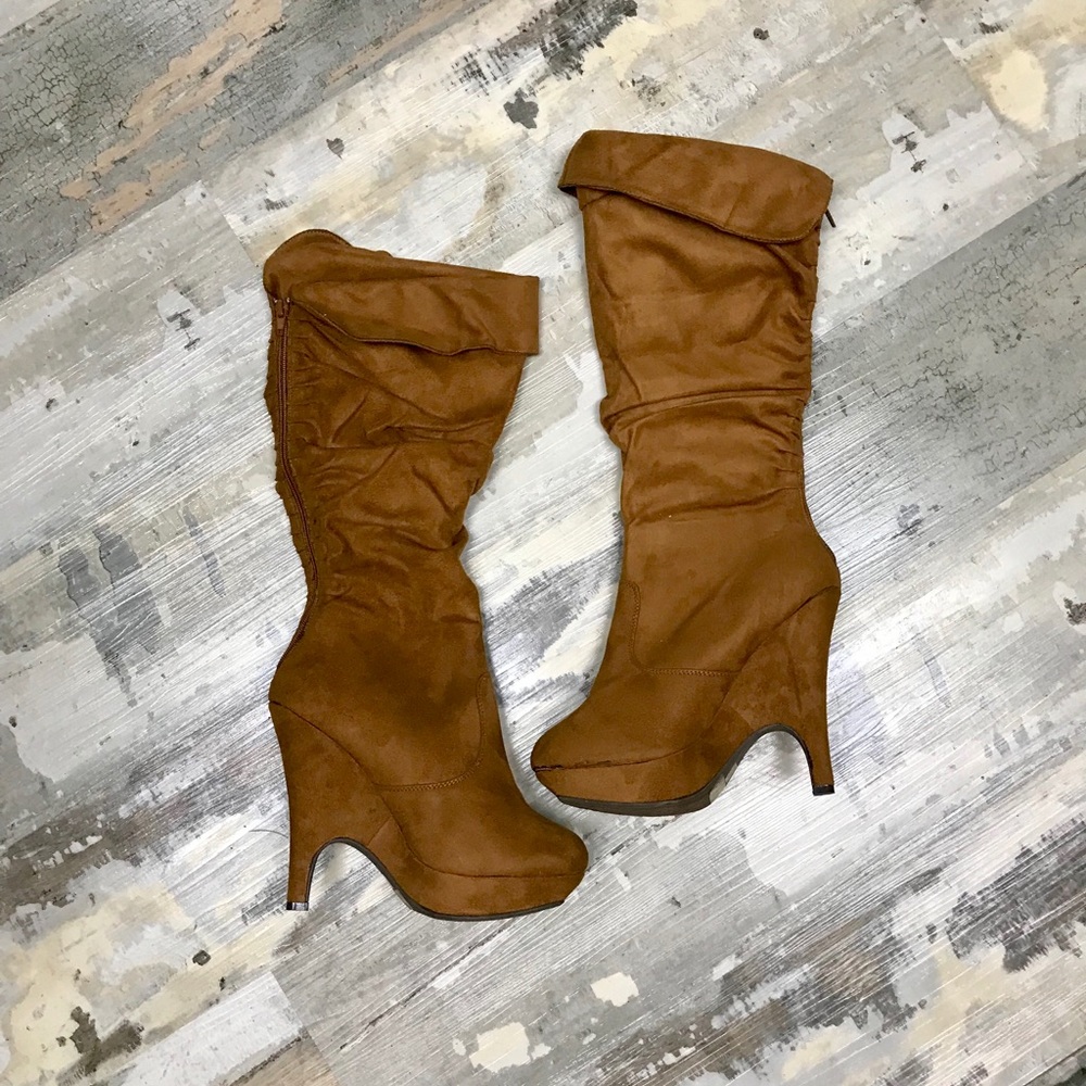Brown suede boots